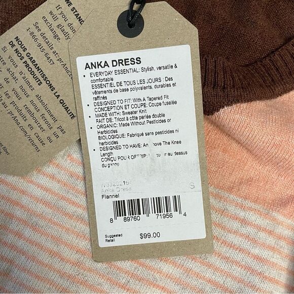 PRANA ANKA SWEATER DRESS bold stripe knit, merino wool cotton‎ blend size small - Picture 9 of 9
